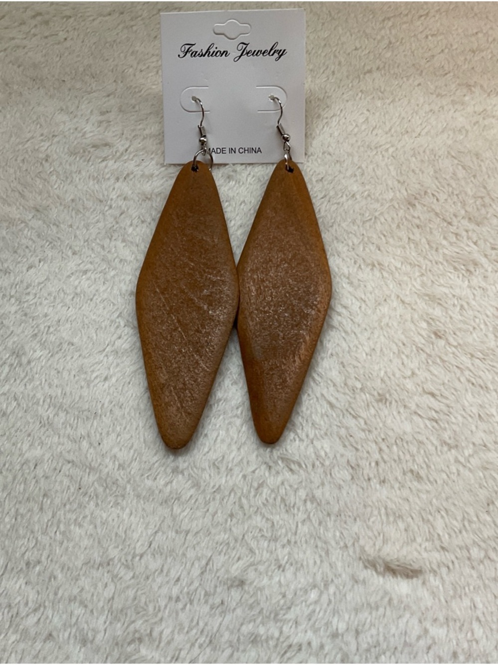 Fashion Jewelry Tan Leather Leaf Drop Earrings